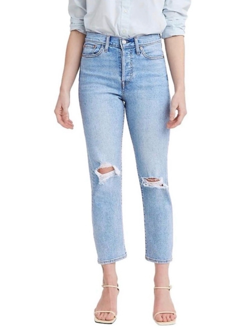 Premium Levi's Light Blue Ripped Wedgie Ankle Crop Jeans